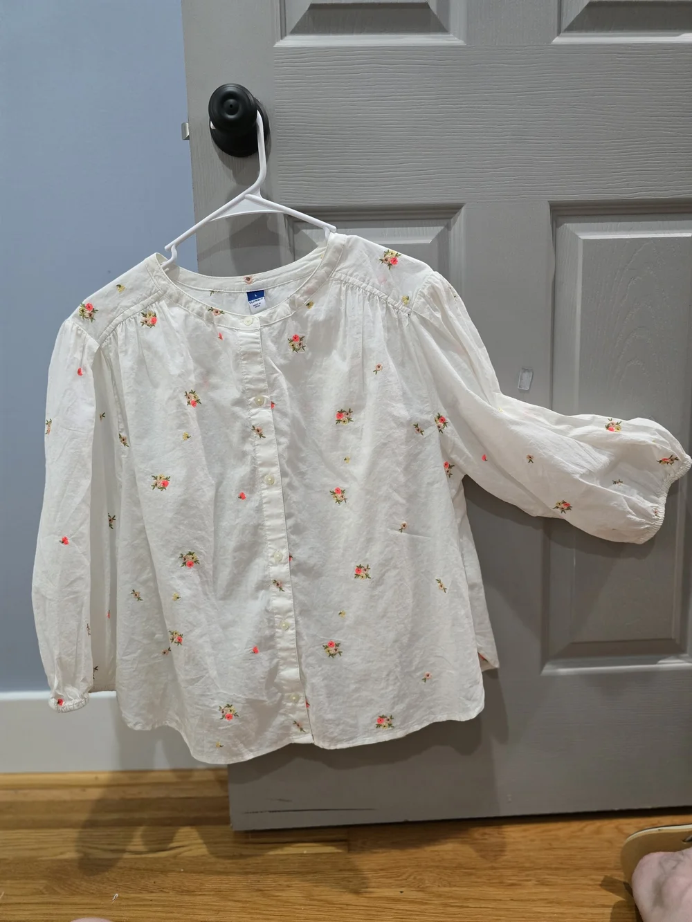 OLD NAVY, Womens Cream Floral Button-Front Blouse